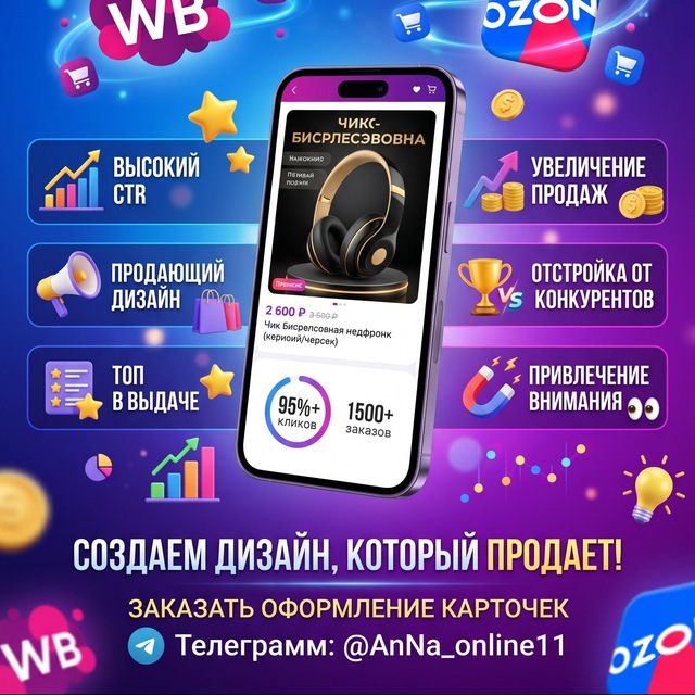 Инфографика для маркетплейс Wb/Ozon. Дизайнер Анна